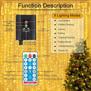 LUCES LED DECORATIVA CON PANEL SOLAR 25 M - DORADO