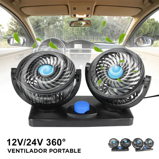 VENTILADOR DOBLE PARA AUTO 360°